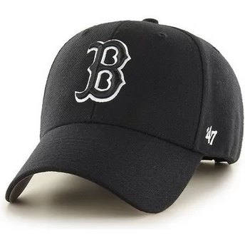 Καπέλο Snapback της 47 μάρκας με καμπύλη γείσο, μαύρο και λευκό λογότυπο, Boston Red Sox MLB MVP, σε μαύρο χρώμα