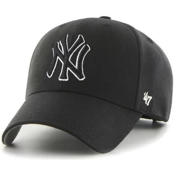 Καπέλο με καμπυλωτό γείσο και λευκό και μαύρο λογότυπο 47 Brand, με μαύρο λογότυπο New York Yankees MLB MVP, με μαύρο κούμπωμα σ
