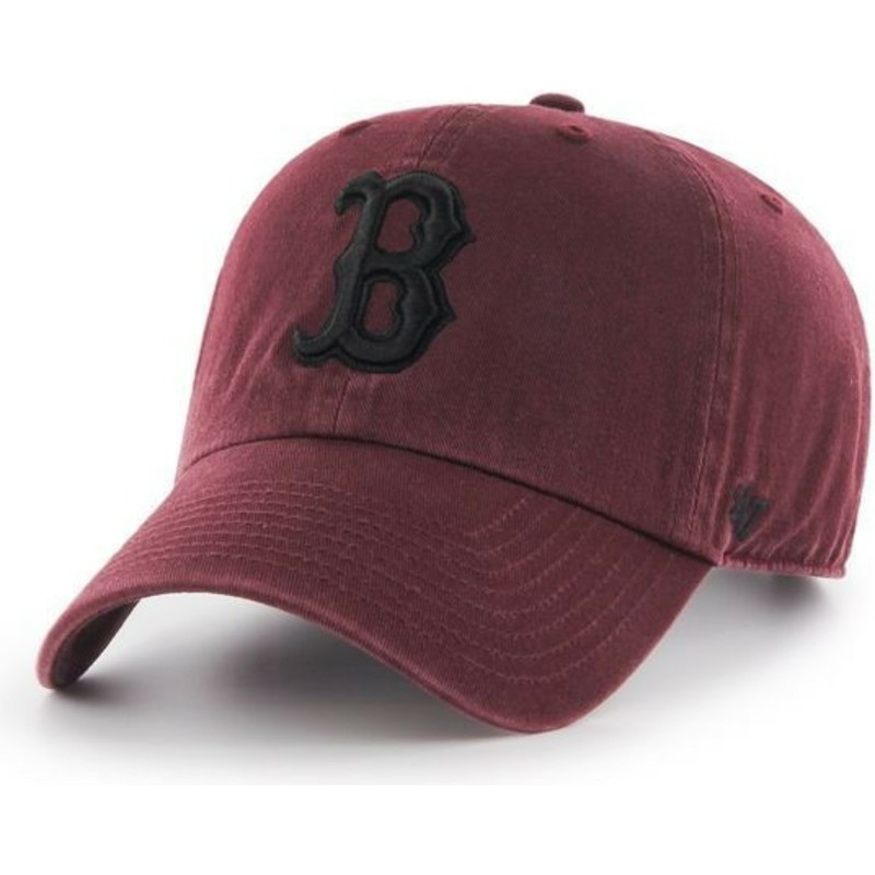 47-brand-curved-brim-black-logo-boston-red-sox-mlb-clean-up-maroon-cap