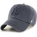 47-brand-curved-brim-grey-logo-new-york-yankees-mlb-clean-up-grey-denim-cap