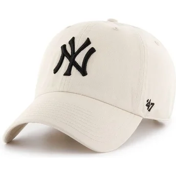 Καπέλο Με Καμπύλη Μπροστινή Άκρη 47 Brand New York Yankees MLB Clean Up Σε Κρεμ Χρώμα