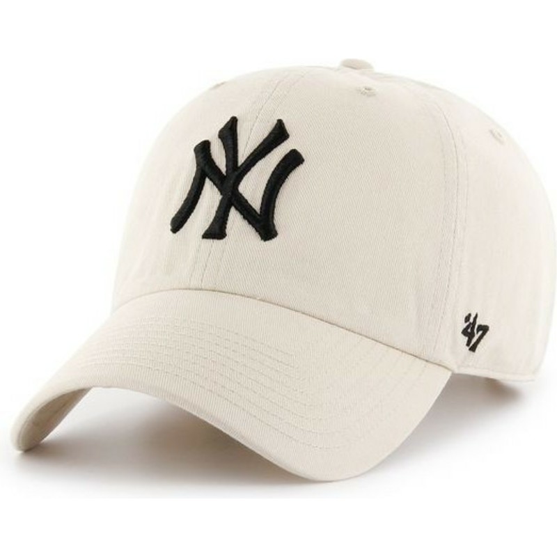 47-brand-curved-brim-new-york-yankees-mlb-clean-up-cream-cap