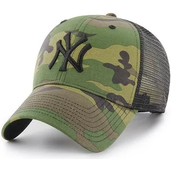 47 Brand Black Logo New York Yankees MLB Branson MVP Camouflage Trucker Hat