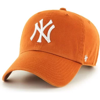Καπέλο 47 Brand με Καμπυλωτό Γείσο και Λογότυπο New York Yankees MLB Clean Up σε Πορτοκαλί Χρώμα