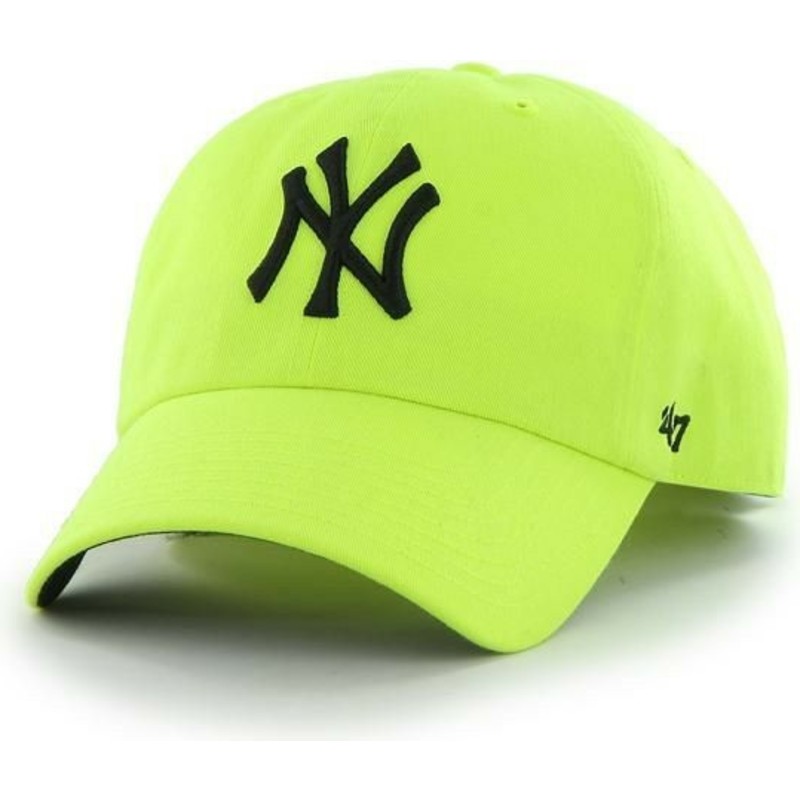 47-brand-curved-brim-new-york-yankees-mlb-clean-up-neon-yellow-cap