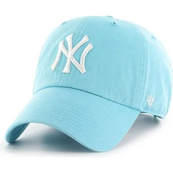 Καπέλο με καμπύλη γείσο καραϊβικό μπλε των New York Yankees MLB Clean Up της 47 Brand