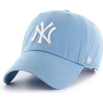 47 Brand Curved Brim New York Yankees MLB Clean Up Carolina Blue Cap