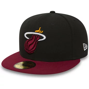 Νέα Εποχή Επίπεδη Μπριμ 59FIFTY Ουσιαστικό Miami Heat NBA Μαύρο Προσαρμοσμένο Καπέλο