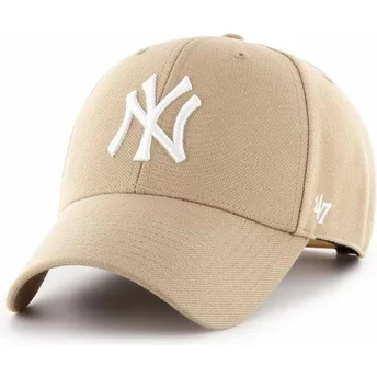 47 Brand Curved Brim New York Yankees MLB MVP Beige Snapback Cap