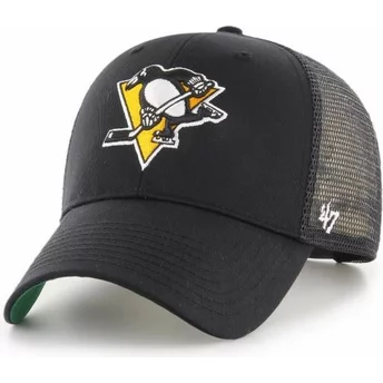 Καπέλο φορτηγατζή Branson Black της 47 Brand με κίτρινο λογότυπο Pittsburgh Penguins του NHL