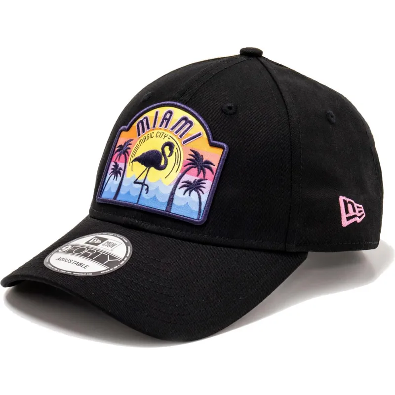 new-era-curved-brim-9forty-usa-patch-miami-black-adjustable-cap