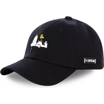 Καπέλο Capslab με καμπυλωτό γείσο και μαύρο κούμπωμα, με τους Snoopy και Woodstock DOG Peanuts