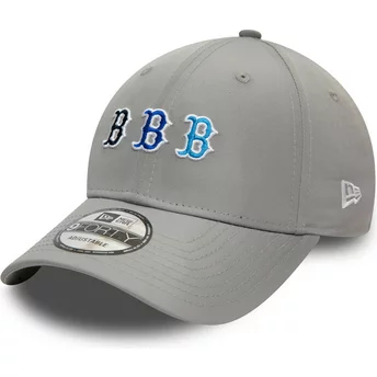 Νέα Εποχή Καμπυλωτό Περίγραμμα 9FORTY Stack Logo Βοστώνης Red Sox MLB Γκρι Ρυθμιζόμενο Καπέλο