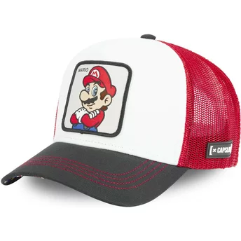 Καπέλο φορτηγατζή Capslab Mario SMB MAR Super Mario Bros σε λευκό, κόκκινο και μαύρο χρώμα