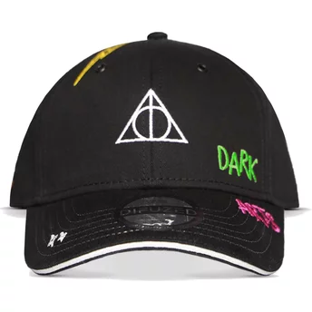 Καπέλο Difuzed με καμπυλωτό γείσο για νέους, με απεικόνιση των Θανασιμών Αγαθών από τον Κόσμο των Μάγων του Harry Potter, μαύρο,