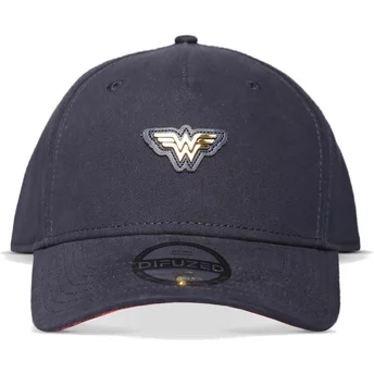 Καπέλο Snapback Difuzed με καμπύλη άκρη με λογότυπο Wonder Woman της DC Comics σε σκούρο μπλε χρώμα