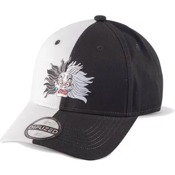 Καπέλο Difuzed με καμπυλωτό γείσο Cruella de Vil Εκατόν Ενα Νταλματίες Μαύρο και Άσπρο Ρυθμιζόμενο
