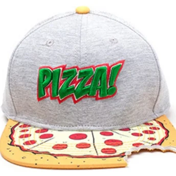 Difuzed Flat Brim Pizza Teenage Mutant Ninja Turtles Grey Snapback Cap