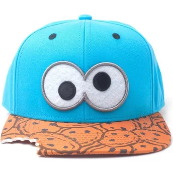 Καπέλο Snapback Difuzed με Επίπεδο Χείλος, Μπλε και Καφέ, του Cookie Monster με Τσίμπημα Μπισκότου από τη Σεσαμέ Οδό