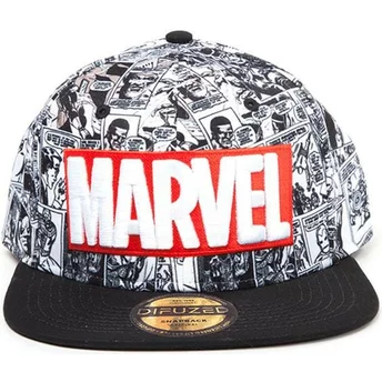 Καπέλο Difuzed με Επίπεδο Γείσο, Κλασικό Λογότυπο Marvel Comics, Μαύρο με Κουμπί Στο Πίσω Μέρος