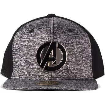 Καπέλο Snapback Difuzed με Επίπεδο Περίγραμμα, Μεταλλικό Λογότυπο Avengers της Marvel Comics σε Γκρι και Μαύρο χρώμα
