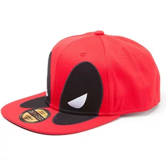 Καπέλο με Επίπεδο Γείσο Difuzed, με Μεγάλο Πρόσωπο του Deadpool από τα Marvel Comics, Κόκκινο με Κουμπί Στην Πίσω Πλευρά