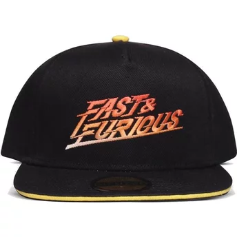 Καπέλο Difuzed με Επίπεδο Περίγραμμα, Διαβαθμισμένο Λογότυπο, Γρήγοροι & Οργισμένοι, Μαύρο Με Κουμπιά Snapback