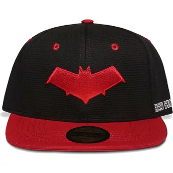 Καπέλο Difuzed με επίπεδο γείσο, λογότυπο Red Hood της DC Comics, μαύρο και κόκκινο, με ρυθμιζόμενο κούμπωμα στο πίσω μέρος