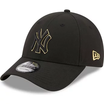 New Era Curved Brim 9FORTY Black And Gold New York Yankees MLB Black Adjustable Cap