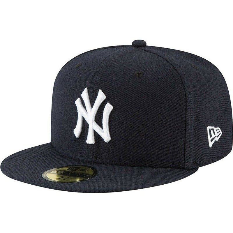 New Era Flat Brim 59FIFTY AC Perf New York Yankees MLB Navy Blue Fitted ...