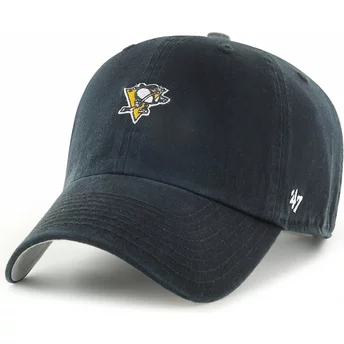 Καπέλο με καμπύλη γείσο 47 Brand Clean Up Base Runner Pittsburgh Penguins NHL Μαύρο Προσαρμόσιμο