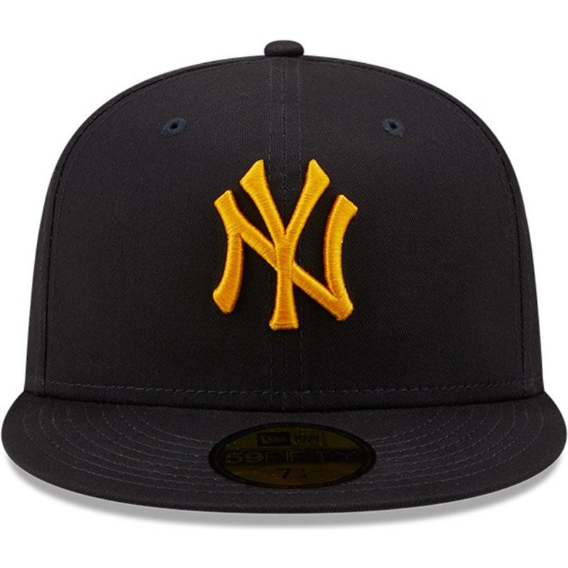 navy blue and yellow fitted hat