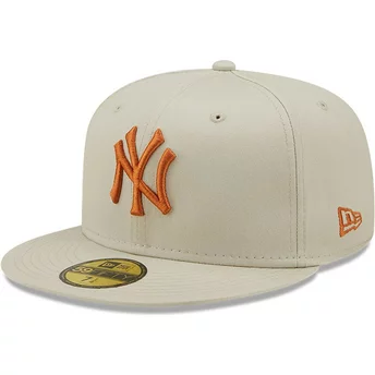 Νέα Εποχή Επίπεδο Περίγραμμα Καφέ Λογότυπο 59FIFTY League Essential New York Yankees MLB Γκρί Προσαρμοσμένο Καπέλο