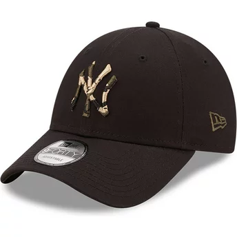 Νέα Εποχή Καμπυλωτή Μπριμ Καφέ Λογότυπο 9FORTY Camo Infill New York Yankees MLB Μαύρο Ρυθμιζόμενο Καπέλο