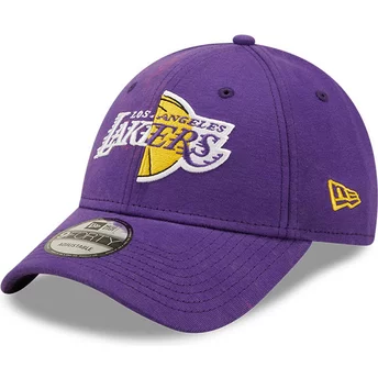 Καπέλο Νέας Εποχής Καμπυλωτή Μπριμ 9FORTY Πλυμένο Πακέτο Διαχωρισμένο Λογότυπο Λος Άντζελες Λέικερς NBA Μωβ Ρυθμιζόμενο