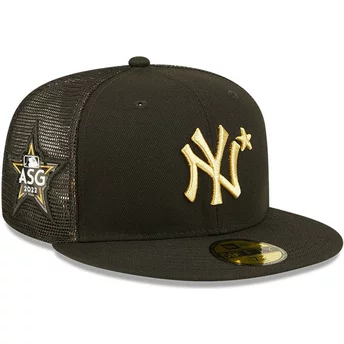 New Era Flat Brim Golden Logo 59FIFTY All Star Game New York Yankees MLB Black Fitted Trucker Hat