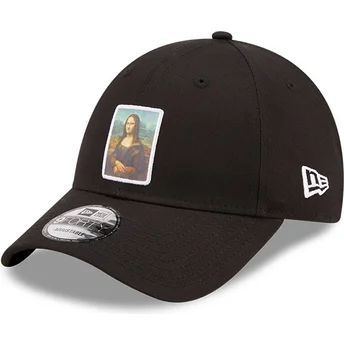 new-era-curved-brim-9forty-patch-mona-lisa-le-louvre-black-adjustable-cap