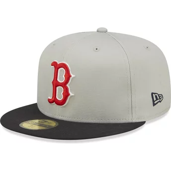 Νέα Εποχή Επίπεδο Χείλος 59FIFTY Παγκόσμια Σειρά Βοστώνης Κόκκινοι Αλεπούδες MLB Γκρί και Μαύρο Προσαρμοσμένο Καπέλο