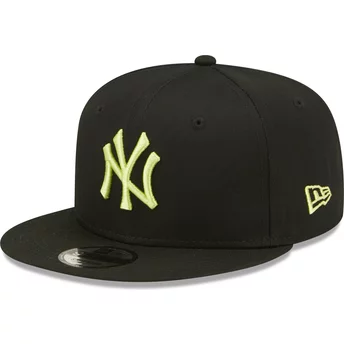 Νέα Εποχή Επίπεδο Περίγραμμα Πράσινο Λογότυπο 9FIFTY League Essential New York Yankees MLB Μαύρο Καπέλο Snapback