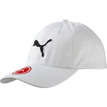 Καπέλο Puma με καμπύλη γείσο, μαύρο λογότυπο, απαραίτητα μεγάλης γάτας, λευκό, ρυθμιζόμενο