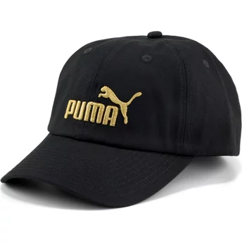 Καπέλο Puma με καμπύλη άκρη, χρυσό λογότυπο, βασικό μαύρο, ρυθμιζόμενο