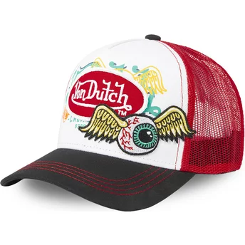 Καπέλο οδηγού φορτηγού Von Dutch PAT RED Λευκό, Κόκκινο και Μαύρο