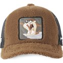 capslab-tasmanian-devil-fur1-taz2-looney-tunes-brown-shearling-trucker-hat