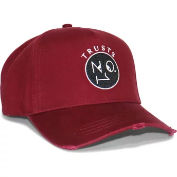 Το Νο.1 Καπέλο Προσώπου με Καμπύλη Πλευρά, με Νο.1 Λογότυπο σε Μαύρο και Άσπρο Σε Φθαρμένο Στυλ, σε Καστανοκόκκινο χρώμα με Ρυθμ