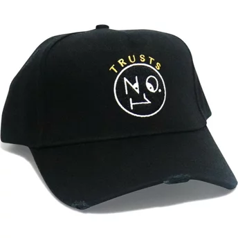 Το Νο.1 Καπέλο Προσώπου με Καμπύλη Περίγραμμα, Δεν Εμπιστεύεται Νο.1 Φθαρμένο Μαύρο Χρυσό Λογότυπο, Ρυθμιζόμενο Μαύρο Καπέλο