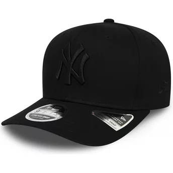 New Era Curved Brim Black Logo 9FIFTY Tonal Stretch Snap New York Yankees MLB Black Snapback Cap