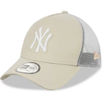 Νέα Εποχή 9FORTY Κορνίζα Νέας Υόρκης Yankees MLB Μπεζ και Λευκό Καπέλο Οδηγού Φορτηγού