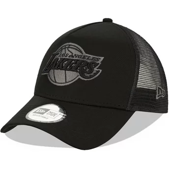 Νέα Εποχή Μαύρο Λογότυπο 9FORTY Τονικό Καπέλο Με Καδράκι Λος Άντζελες Λέικερς NBA Μαύρο Καπέλο Οδηγού Φορτηγού