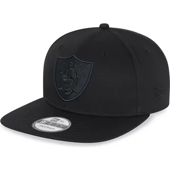Νέα Εποχή Επίπεδη Μπριμ Μαύρο Λογότυπο 9FIFTY Las Vegas Raiders NFL Μαύρο Καπέλο Snapback
