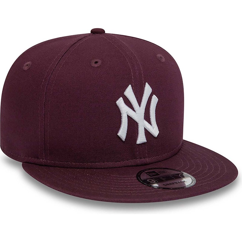 new-era-flat-brim-9fifty-essential-new-york-yankees-mlb-maroon-snapback-cap